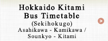 Hokkaido Kitami Bus Timetable (Sekihokugo) Asahikawa - Kamikawa / Sounkyo - Kitami