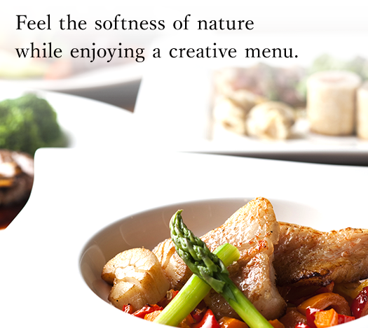 Feel the softness of nature while enjoying a creative menu.